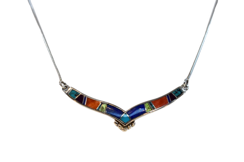 Indian Summer Inlaid Sterling Silver Necklace