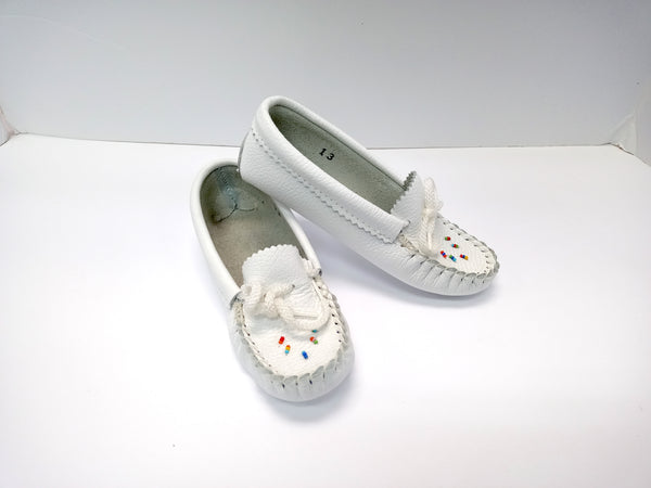 White Moccasin Junior with beads