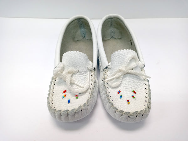 White Moccasin Junior with beads