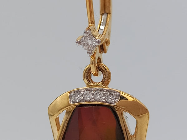 Ammolite Earrings long shaped surrounded by Diamonds (AAA)