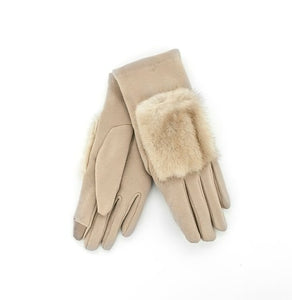 Woven Gloves with Canadian Mink Trim