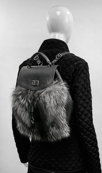 Exclusive Leather & Dyed Fox Fur Backpack