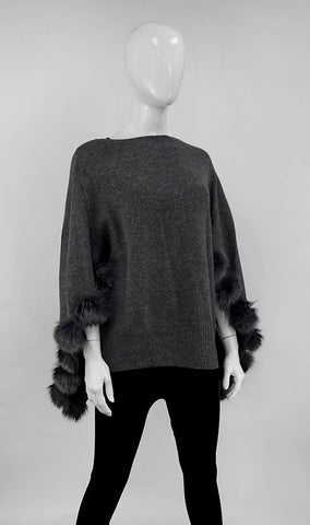 Knitted Wool Capelet with Fox