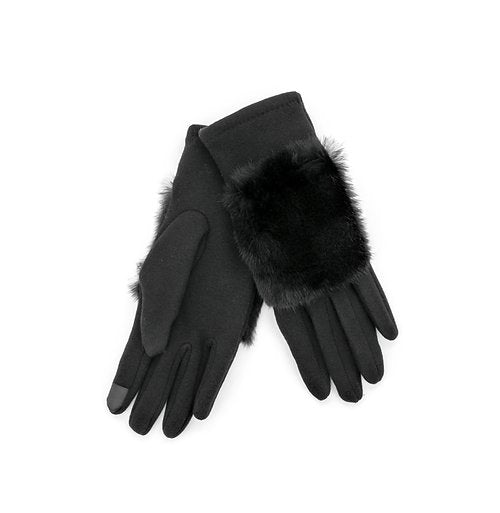 Woven Gloves with Canadian Mink Trim