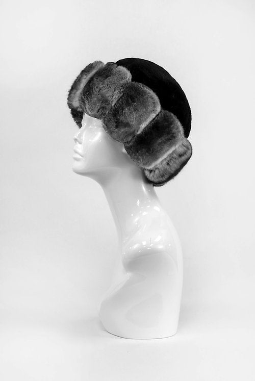 Canadian Mink hat with Chinchilla Fur Brim