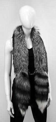 Black Fox Fur Boa with Tails & Chain Closure