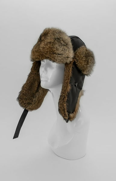 Leather with Goma Rabbit Trooper Hat