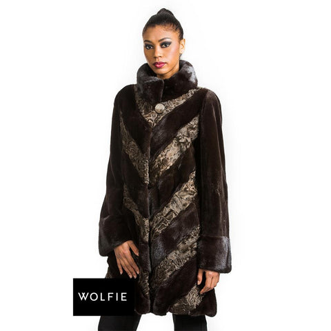 EVERLY Mink and lamb details coat