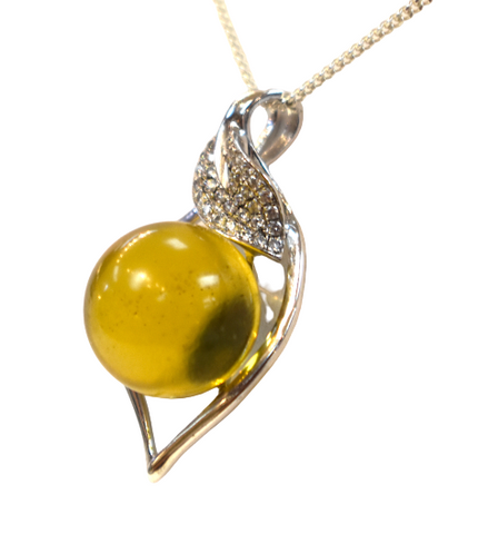 Sterling Silver Blue Amber Pendant