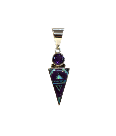 Shalako Inlaid Sterling Silver Pendant with Amethyst