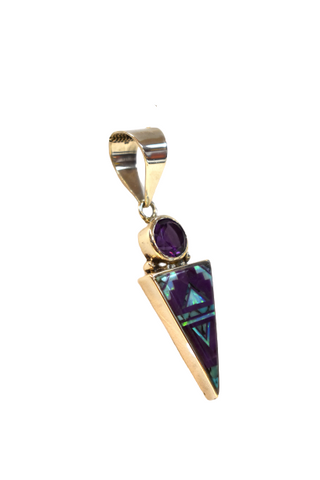 Shalako Inlaid Sterling Silver Pendant with Amethyst