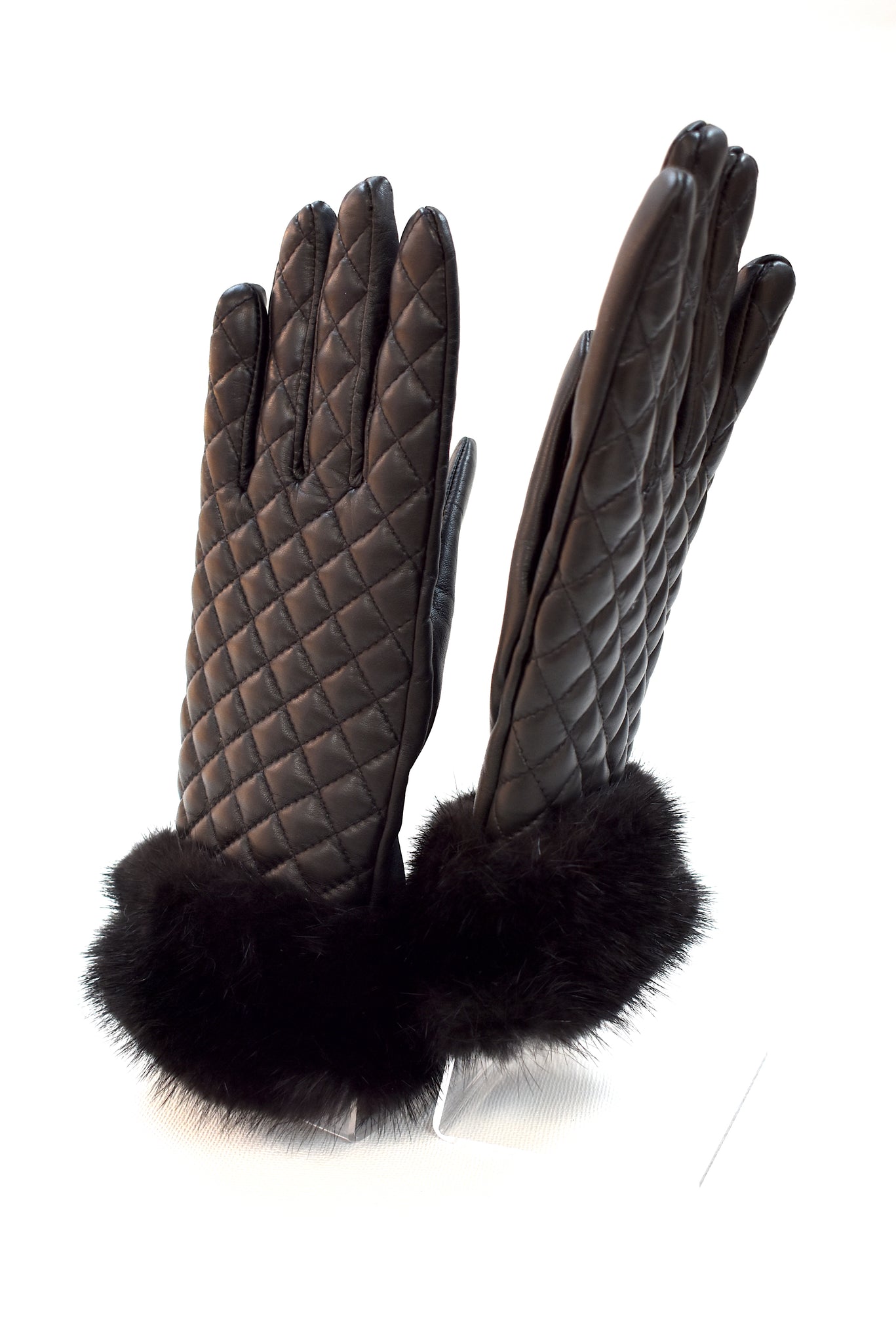 Elegant Black Mink & Lamb Leather Gloves