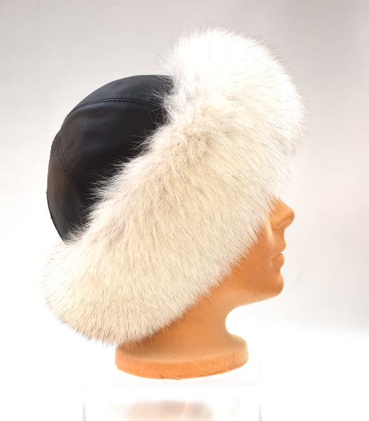 Arctic Fox & Leather Hat