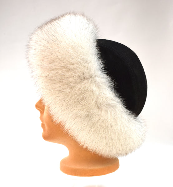 Arctic Fox & Soft Leather Hat