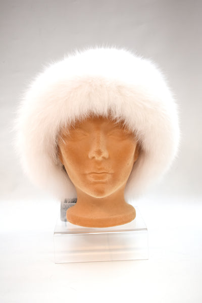 White Arctic Fox & Leather Hat