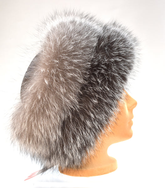 Silver Fox & Leather Hat