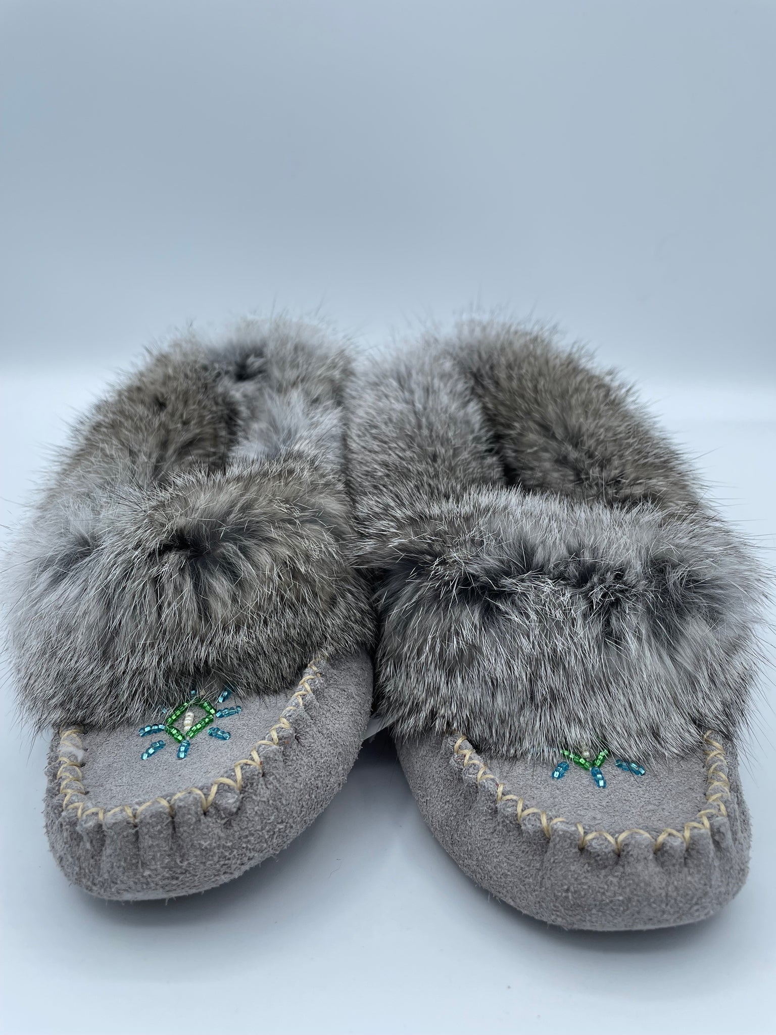 Grey Moccasin Baby with fox fur