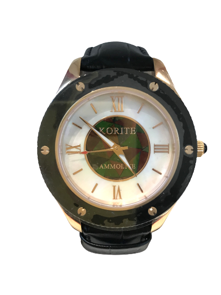 Korite Ammolite Genuine Leather Classic Swiss Made Watch with Pearl 43mm