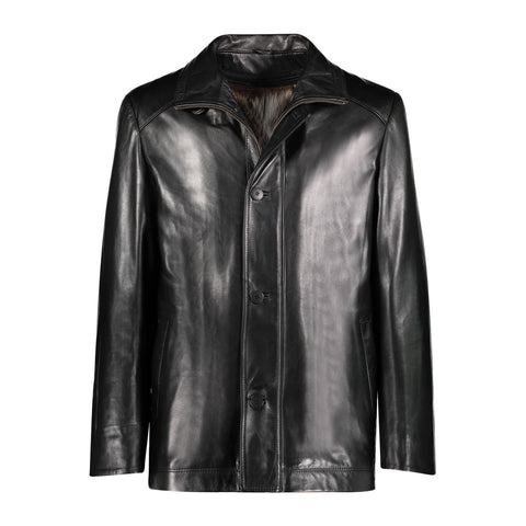 LEWIS Leather jacket with raccoon lining