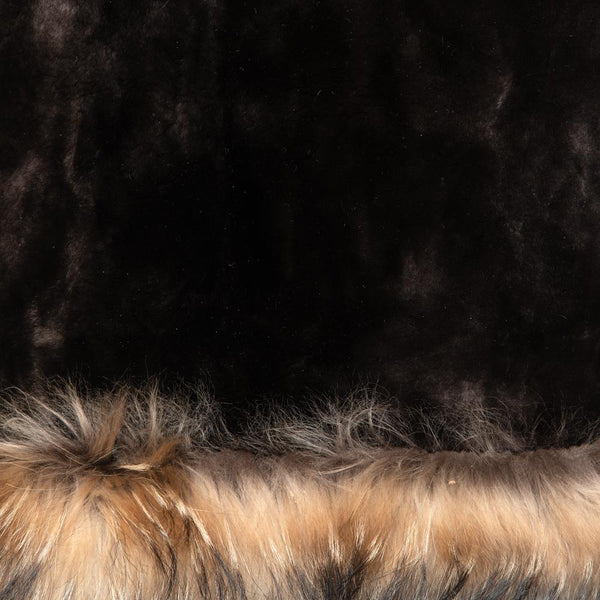 SHARI Sheared beaver fur blanket with trim