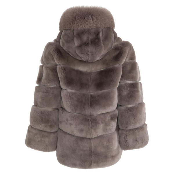 LYNN Rex rabbit jacket with fox trim hood