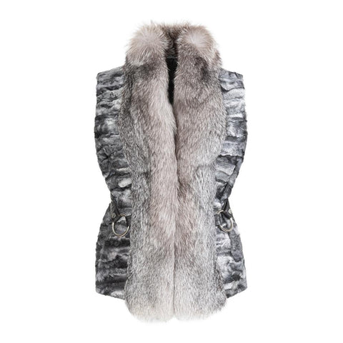 CHARLOTTE Swakara lamb vest with fox front
