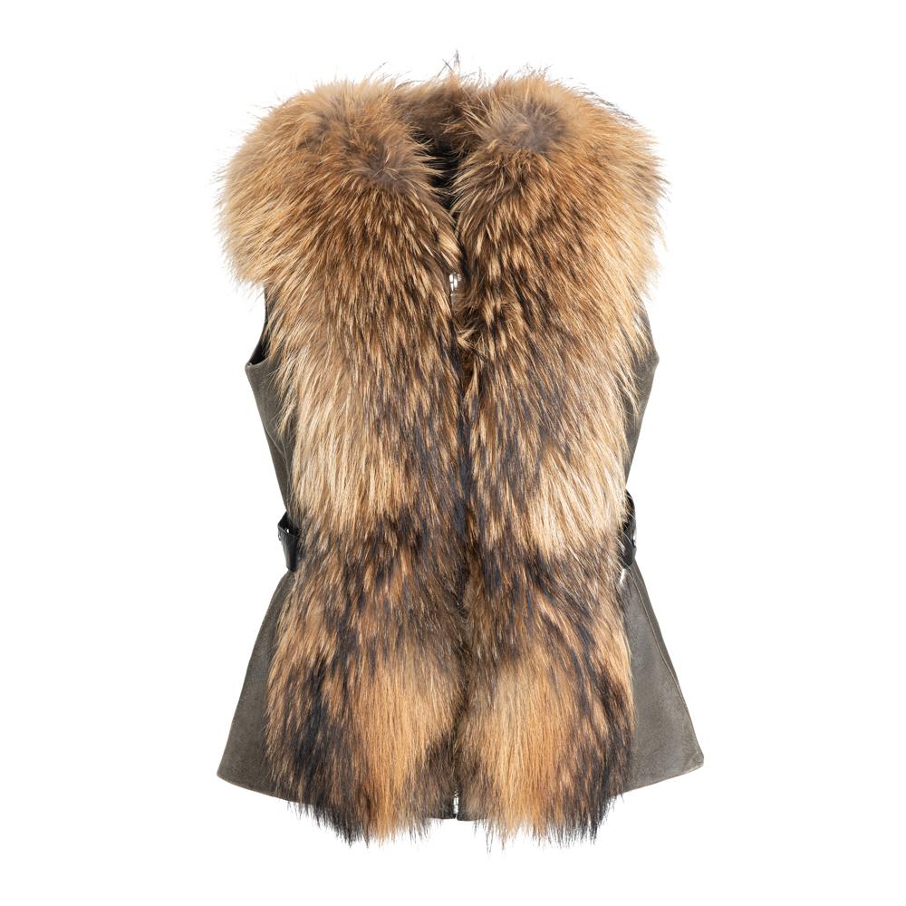 EVELYN Lamb leather vest with fox front
