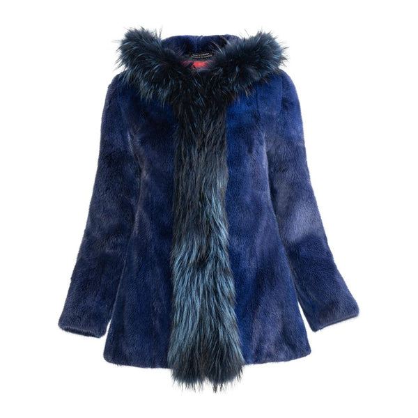 WILLOW Mink hooded jacket with fox trim