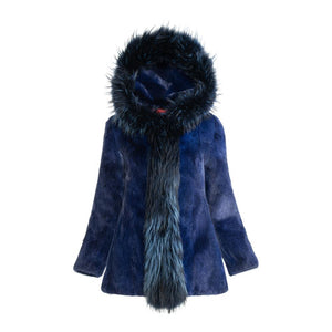 WILLOW Mink hooded jacket with fox trim