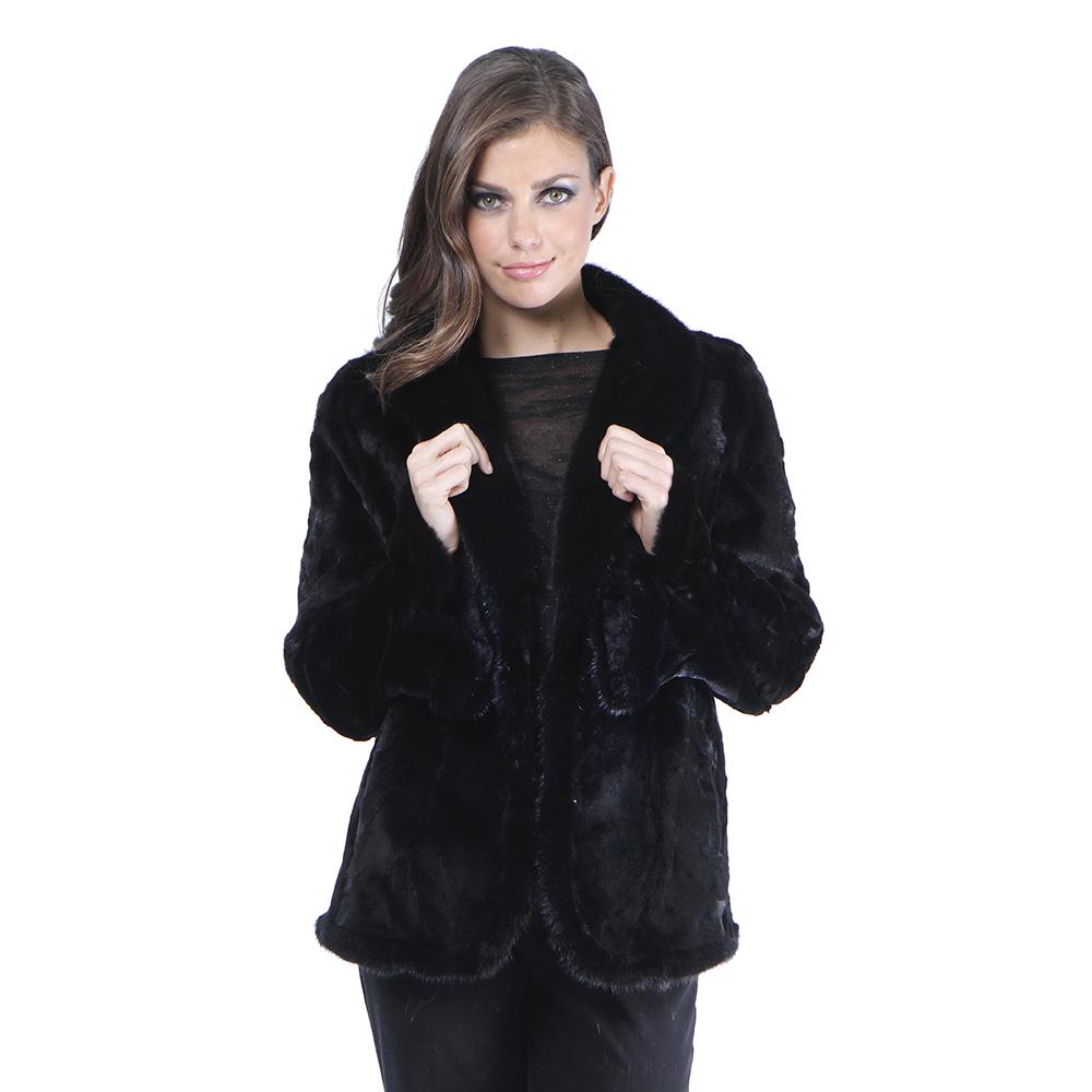 JAZ Mink section fur jacket with shawl collar