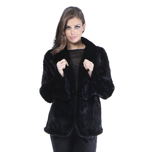 JAZ Mink section fur jacket with shawl collar