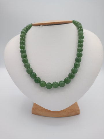 Beaded Siberian Jade Necklace A+ 10mm