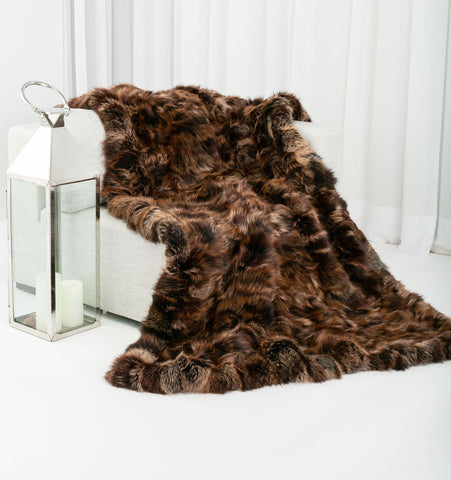 FRANKIE Fox fur blanket with fox trim